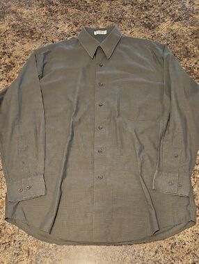 Pierre Cardin Men's Olive Green Long-Sleeve Button-Up Shirt - M